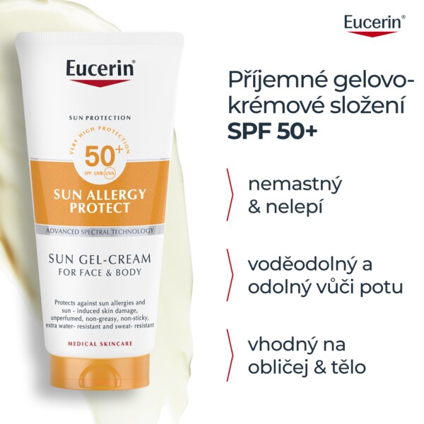 Eucerin Sun Ochranný krémový gel na opalování proti sluneční alergii SPF50+ 200 ml