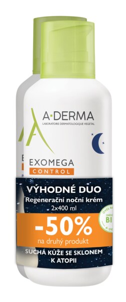 A-Derma Exomega Control Regenerační noční krém 2 x 400 ml