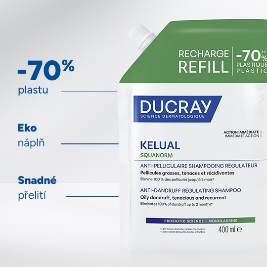 Ducray Kelual Squanorm šampon - Mastné lupy náplň 400 ml