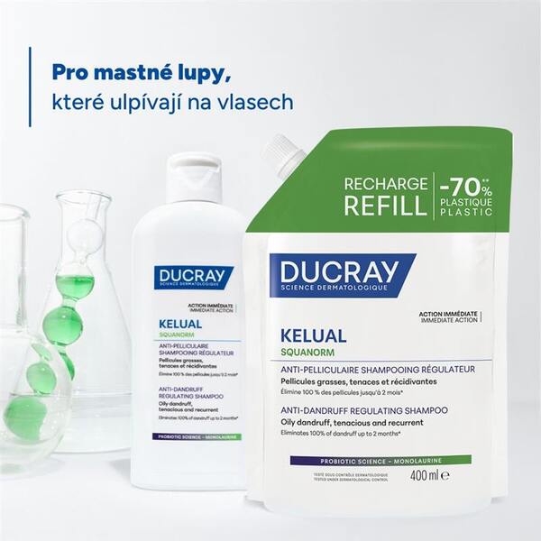 Ducray Kelual Squanorm šampon - Mastné lupy náplň 400 ml
