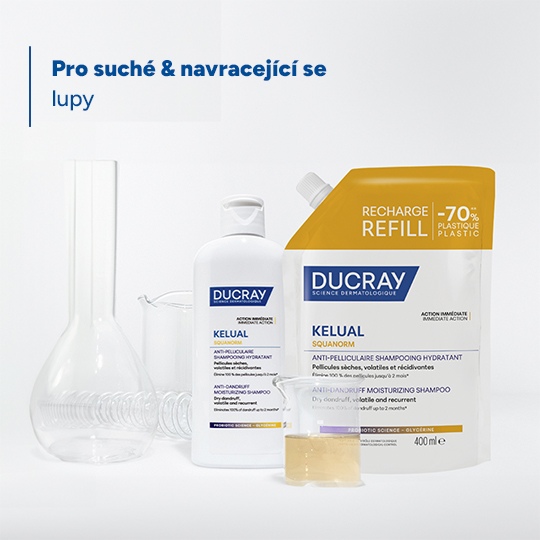 Ducray Kelual Squanorm šampon - Suché lupy náplň 400 ml