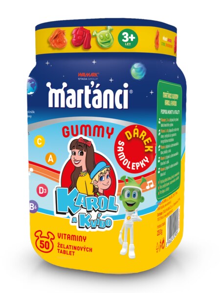 Marťánci Gummy Karol a Kvído 50 tablet + dárek samolepky