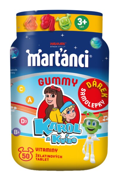 Marťánci Gummy Karol a Kvído 50 tablet + dárek samolepky
