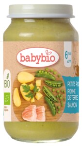 BABYBIO bio hrášek a brambory s lososem 200g
