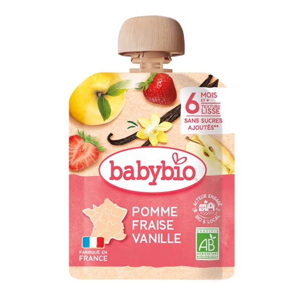 Babybio kapsička jablko jahoda vanilka 90 g Babybio kapsička jablko jahoda vanilka 90 g