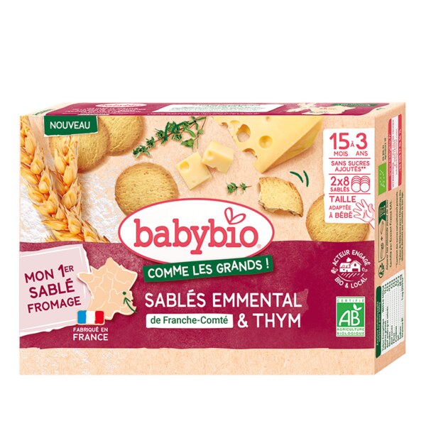 Babybio křehké sušenky s ementálem a tymiánem 72 g Babybio křehké sušenky s ementálem a tymiánem 72 g