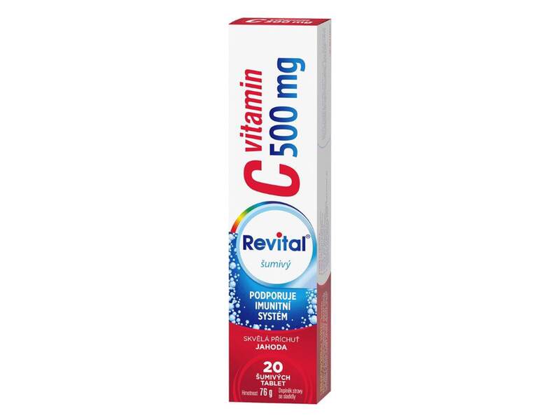Revital C vitamin 500 mg jahoda 20 šumivých tablet