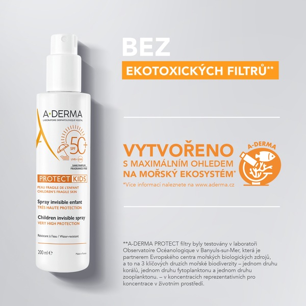 A-Derma Protect Kids SPF50+ Transparentní sprej 200 ml