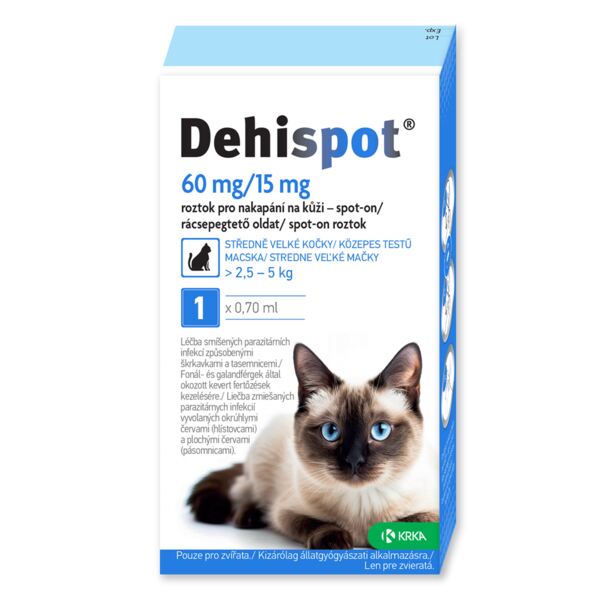 Dehispot 60 mg / 15 mg Spot-on 0,70 ml 1 ks Dehispot 60 mg / 15 mg Spot-on 0,70 ml 1 ks