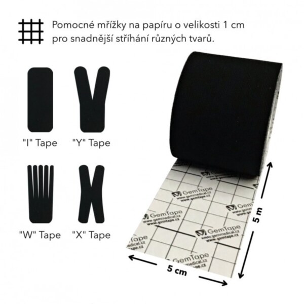 GM Kinesio tape 5 cm x 5 m černý GM Kinesio tape 5 cm x 5 m černý
