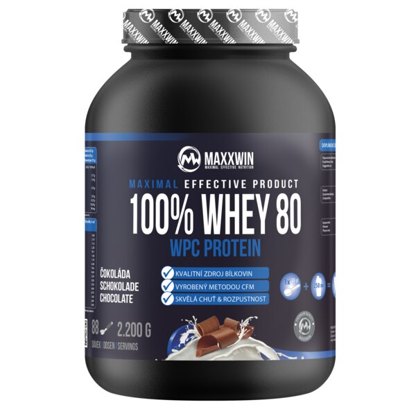Maxxwin Protein 100% Whey 80 čokoláda 2200 g