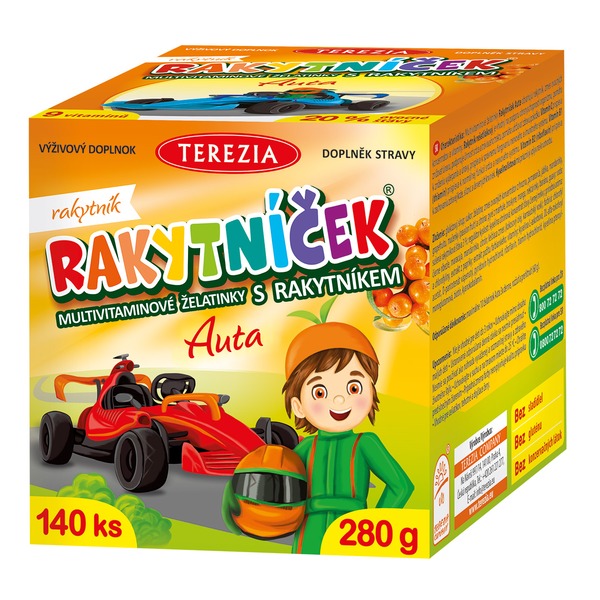 Rakytníček Auta multivitamínové želatinky s rakytníkem 140 ks Rakytníček Auta multivitamínové želatinky s rakytníkem 140 ks
