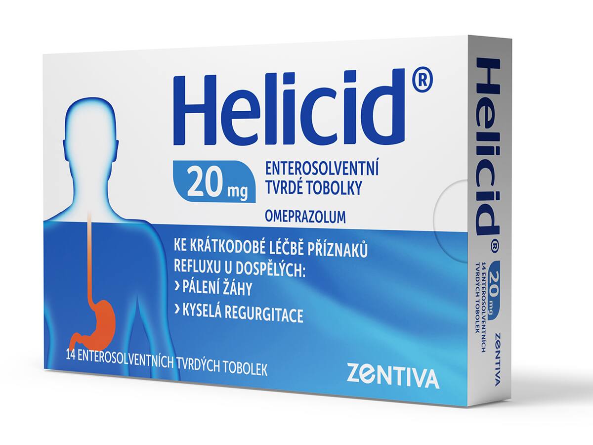 Helicid 20 Zentiva 20 mg 14 enterosolventních tvrdých tobolek .