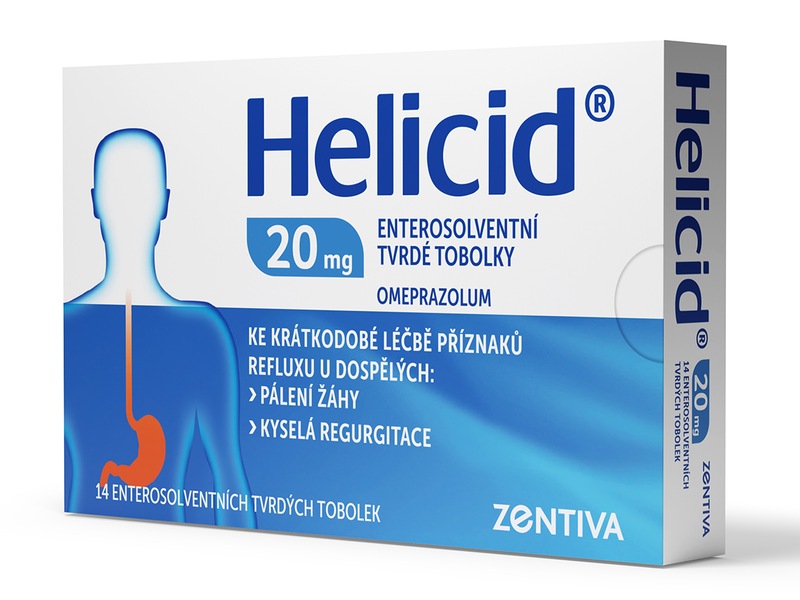 Helicid 20 Zentiva 20 mg 14 enterosolventních tvrdých tobolek