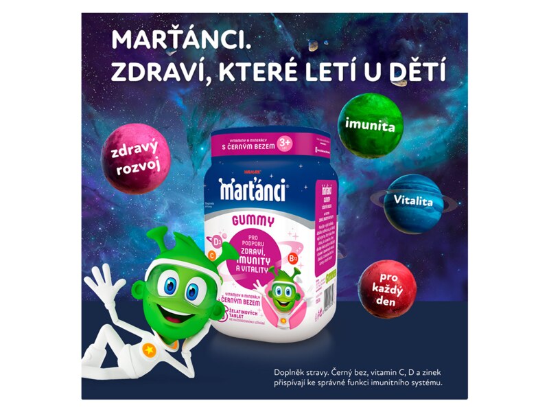 Marťánci Gummy Černý bez 20 mg 50 ks