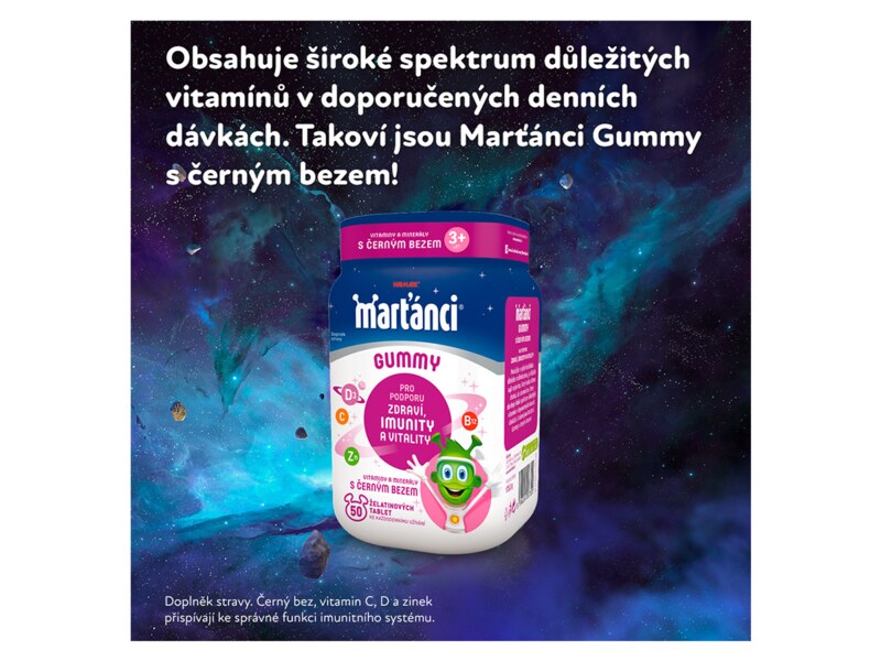 Marťánci Gummy Černý bez 20 mg 50 ks