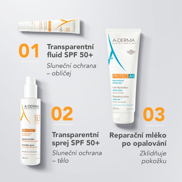 A-Derma Protect SPF50+ Transparentní sprej 200 ml