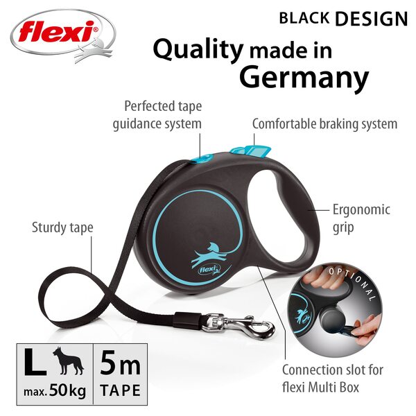 Flexi Vodítko Black design L pásek 5 m Černo-modré 1 ks Flexi Vodítko Black design L pásek 5 m Černo-modré 1 ks