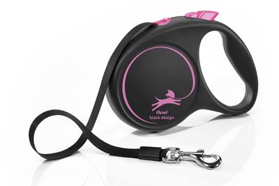 Flexi Vodítko Black design M pásek 5 m Černo-růžové 1 ks Flexi Vodítko Black design M pásek 5 m Černo-růžové 1 ks