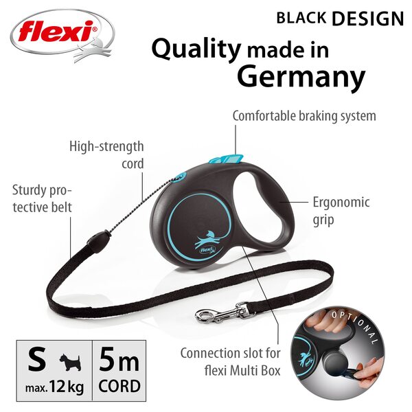 Flexi Vodítko Black design S lanko 5 m Černo-modré 1 ks