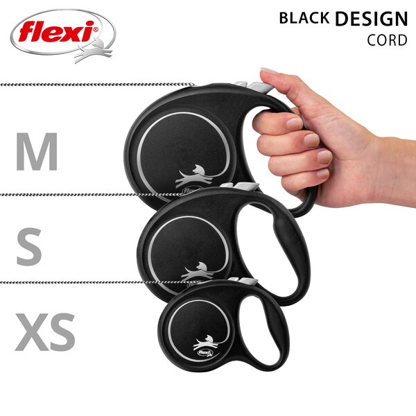 Flexi Vodítko Black design S lanko 5 m Černo-stříbrné 1 ks