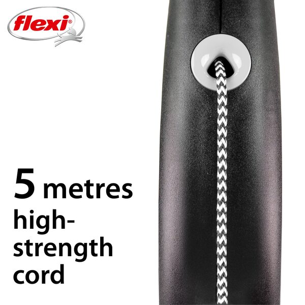 Flexi Vodítko Black design S lanko 5 m Černo-stříbrné 1 ks Flexi Vodítko Black design S lanko 5 m Černo-stříbrné 1 ks
