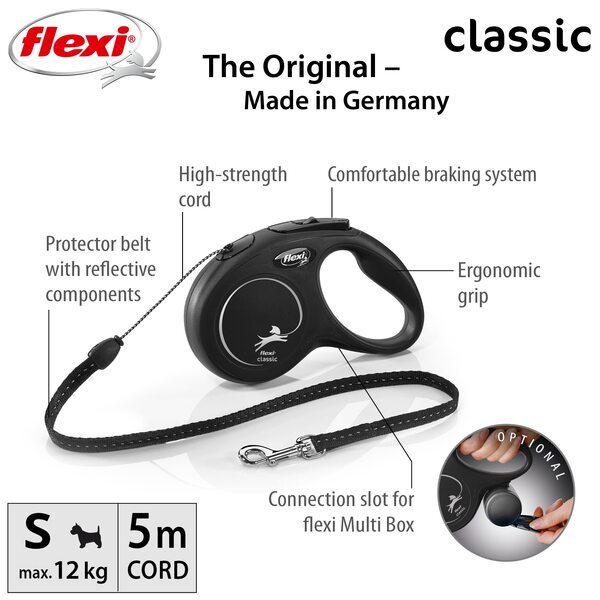 Flexi Vodítko Classic S lanko 5 m Černé 1 ks Flexi Vodítko Classic S lanko 5 m Černé 1 ks