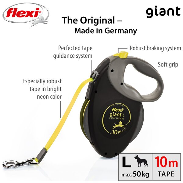 Flexi Vodítko Giant L Professional pásek 10 m Černo-žluté 1 ks