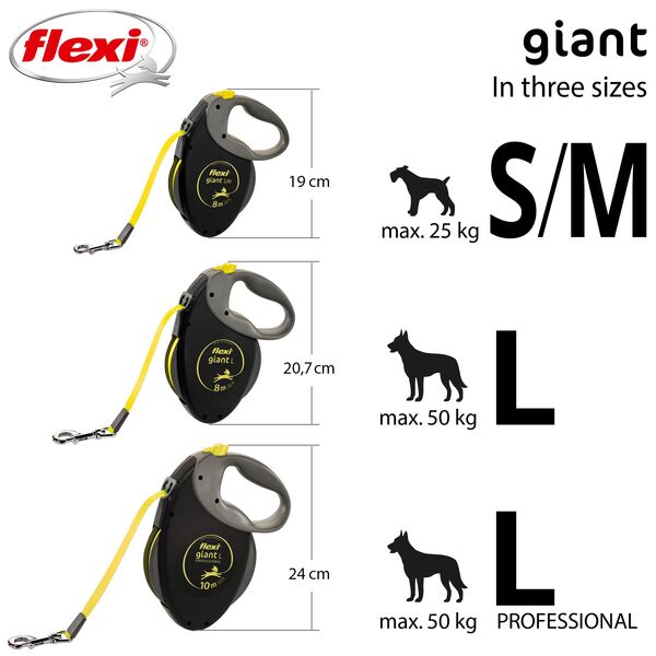 Flexi Vodítko Giant L Professional pásek 10 m Černo-žluté 1 ks