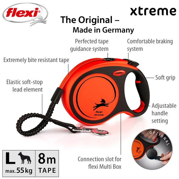 Flexi Vodítko Xtreme L pásek 8 m Oranžové 1 ks