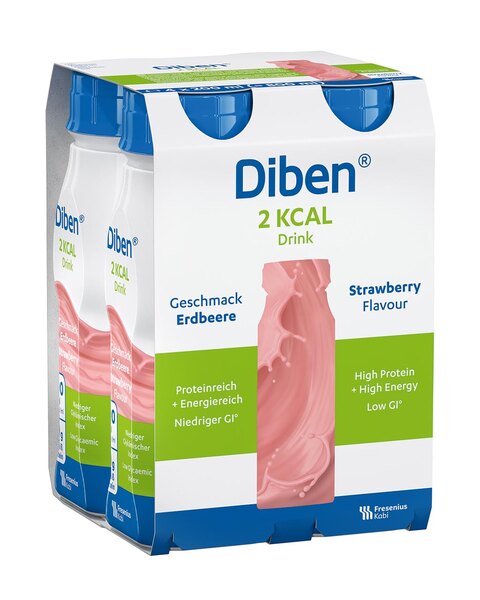 Diben 2 kcal Drink příchuť Jahodová 4x200 ml