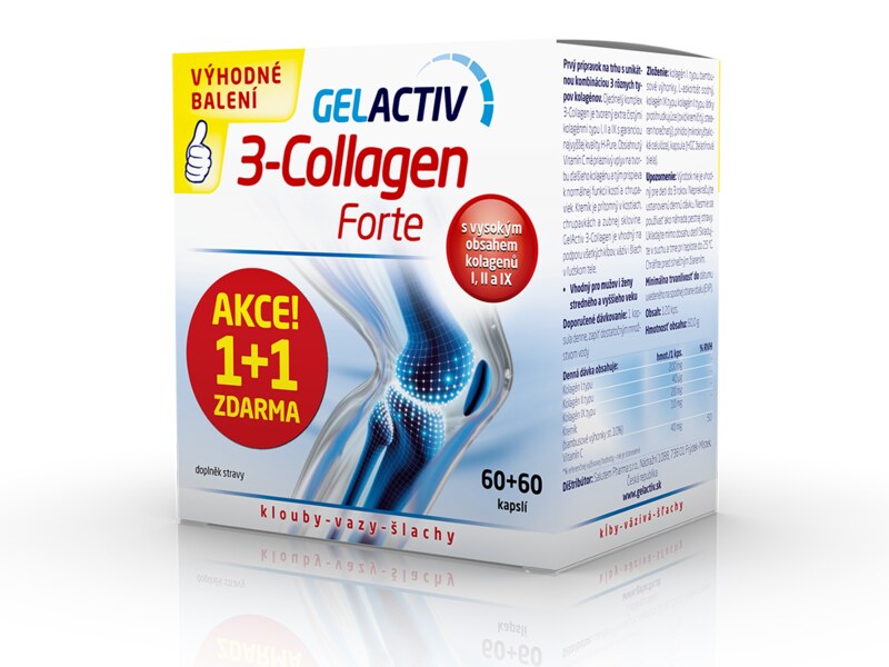 Gelactiv 3-Collagen Forte 60+60 kapslí