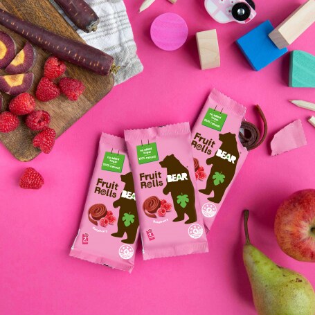 Bear Fruit Rolls malina ovocné rolované plátky 5x20 g Bear Fruit Rolls malina ovocné rolované plátky 5x20 g