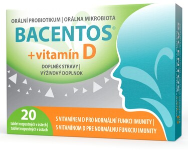 Bacentos + vitamin D orální probiotikum 20 tablet Bacentos + vitamin D orální probiotikum 20 tablet