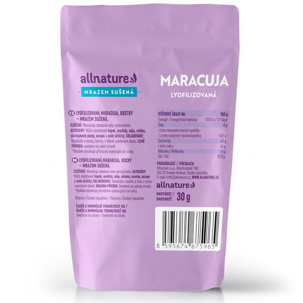 Allnature Maracuja sušená mrazem kostky 30 g Allnature Maracuja sušená mrazem kostky 30 g