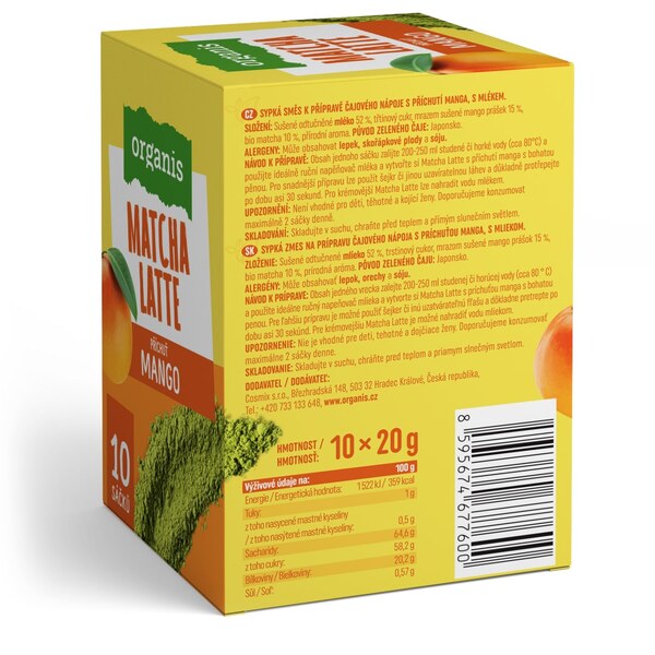 Organis Matcha Latte Mango 10 x 20 g Organis Matcha Latte Mango 10 x 20 g