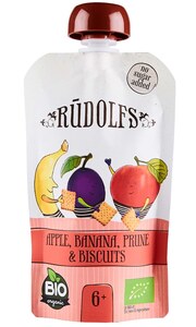 Rudolfs Kapsička jablko, banán, sušené švestky BIO 6m+ 110 g