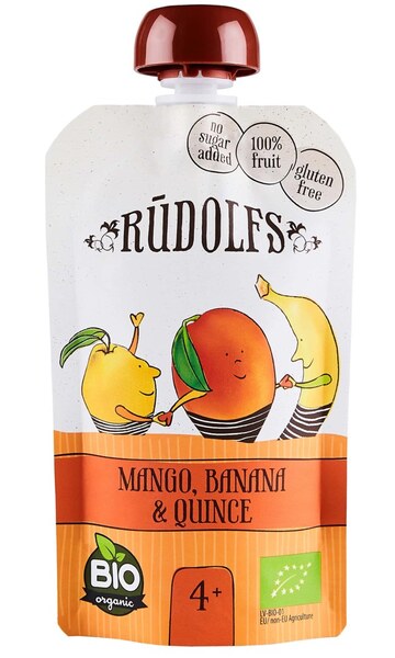 Rudolfs Kapsička Mango, banán, kdoule BIO 4m+ 110 g