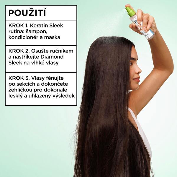 Garnier Fructis Diamond Sleek Sprej pro dokonalé uhlazení 150 ml Garnier Fructis Diamond Sleek Sprej pro dokonalé uhlazení 150 ml