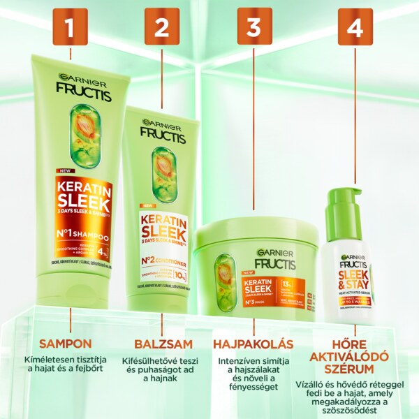 Garnier Fructis Keratin Sleek Maska na suché a krepaté vlasy 370 ml Garnier Fructis Keratin Sleek Maska na suché a krepaté vlasy 370 ml