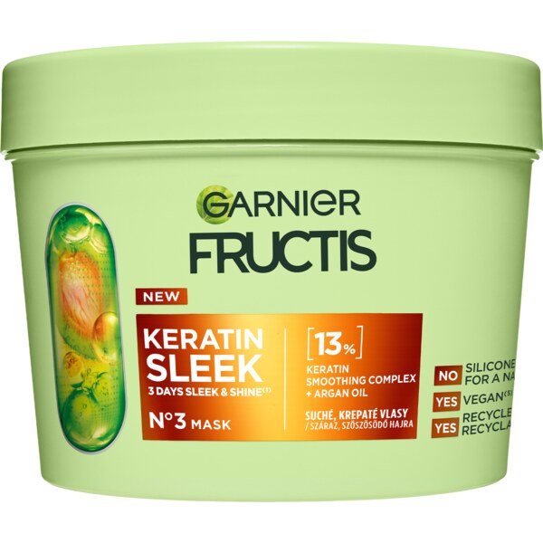 Garnier Fructis Keratin Sleek Maska na suché a krepaté vlasy 370 ml Garnier Fructis Keratin Sleek Maska na suché a krepaté vlasy 370 ml