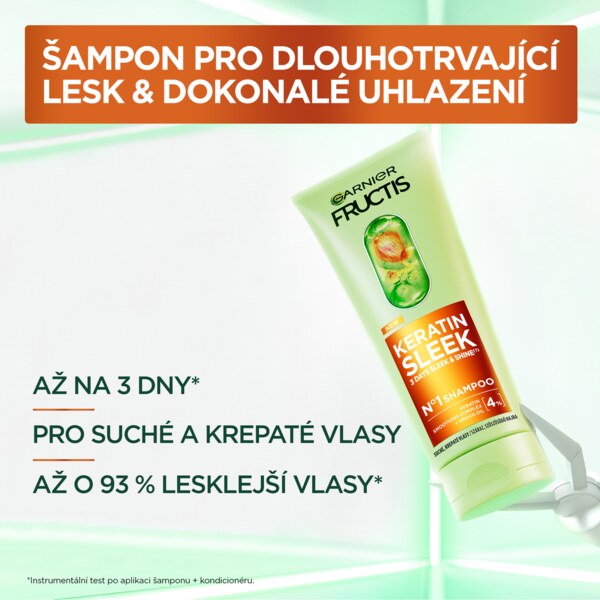 Garnier Fructis Keratin Sleek Šampon na suché a krepaté vlasy 370 ml