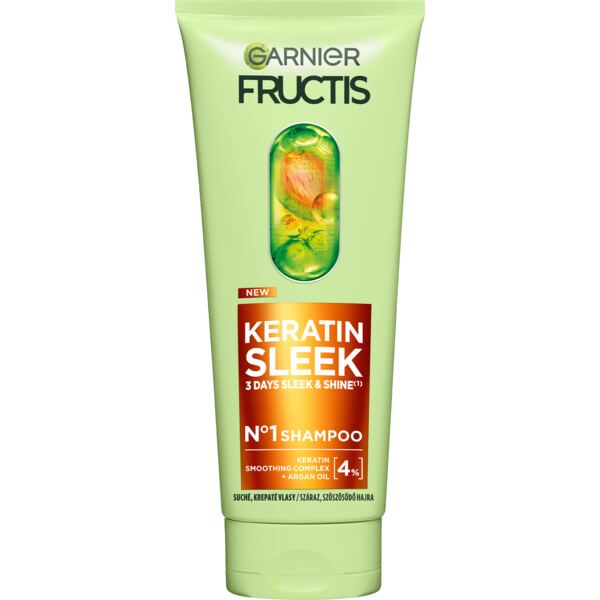 Garnier Fructis Keratin Sleek Šampon na suché a krepaté vlasy 370 ml