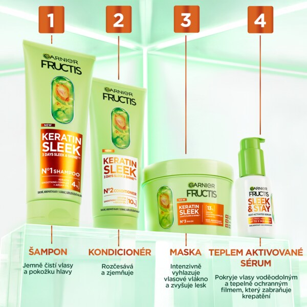 Garnier Fructis Sleek&Stay Bezoplachové sérum na suché a krepaté vlasy 50 ml