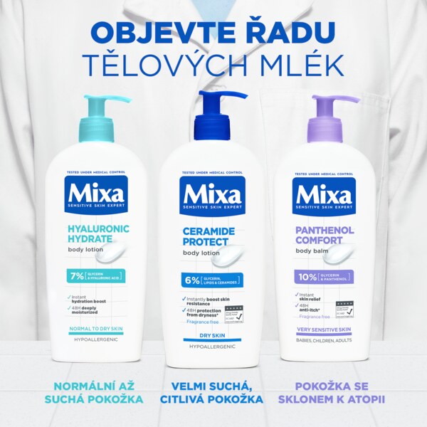Mixa Hyalurogel Tělové mléko pro suchou a citlivou pokožku 400 ml