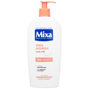 Mixa Shea Nourish vyživující tělové mléko s bambuckým máslem pro velmi suchou pokožku 400 ml