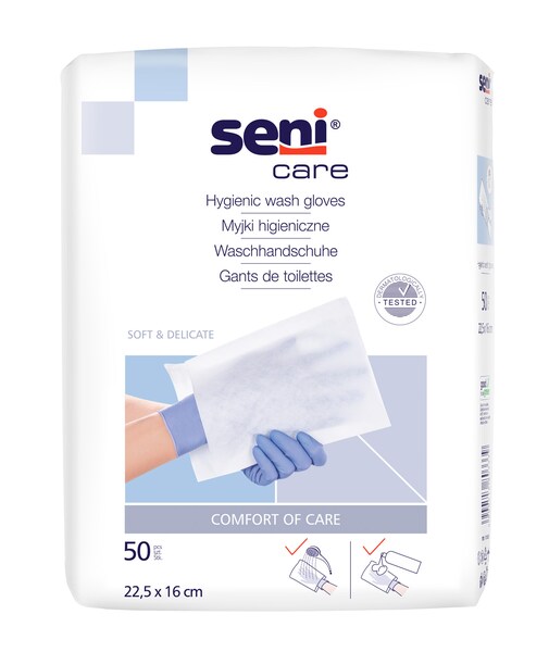 Seni Care Mycí žínky bez fólie 22,5 x 16 cm 50 ks Seni Care Mycí žínky bez fólie 22,5 x 16 cm 50 ks