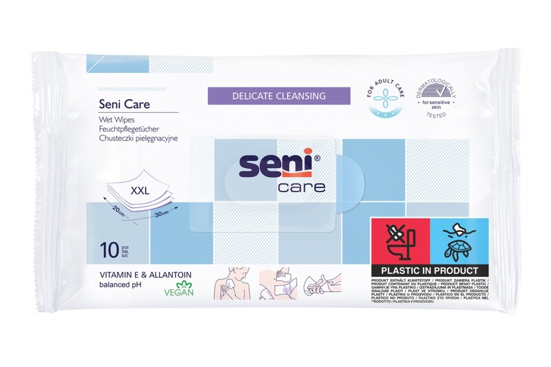 Seni Care Vlhčené ubrousky vitamin A + Allantoin 10 ks