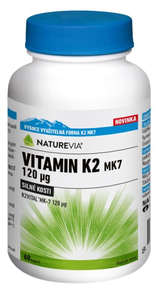 NatureVia Vitamin K2 MK7 120mcg 60 kapslí