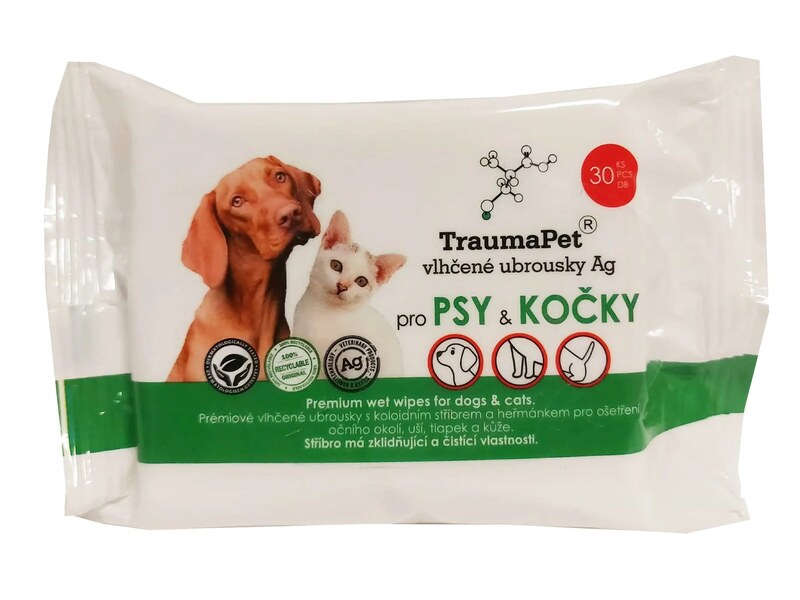 TraumaPet Ag Vlhčené ubrousky se stříbrem pro psy a kočky 30 ks TraumaPet Ag Vlhčené ubrousky se stříbrem pro psy a kočky 30 ks